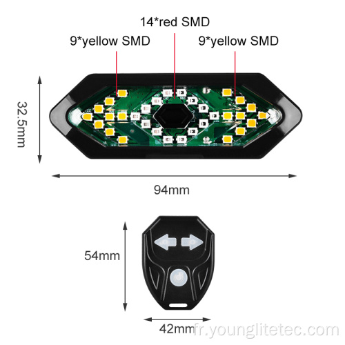 Lumière de vélo rechargeable à distance audible sans fil